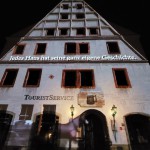 Fassadenprojektion am Canaletto-Haus in Pirna am 09.09.2022