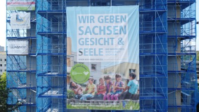 Großbanner am &quotHaus Bärensteine&quot