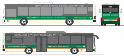 PROFIMA-Werbung auf einem Linienbus