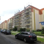 Gerüstarbeiten am Gebäude Robert-Klett-Ring 1 bis 3