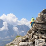 PIRnchen als Bergsteiger - im Hintergrund der Langkofel