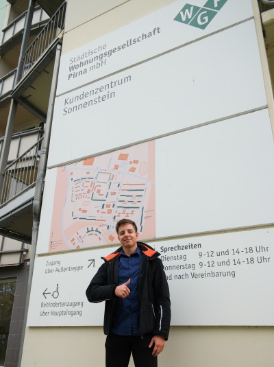 Oskar Thiel am Kundenzentrum Sonnenstein